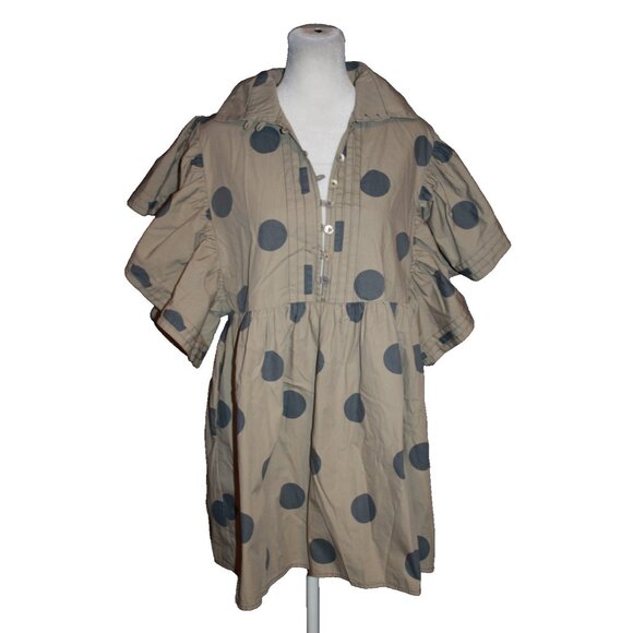 Bucket List Dress Polkadot Button Up Collared Above Knee Short Sleeve Small S - Picture 1 of 2